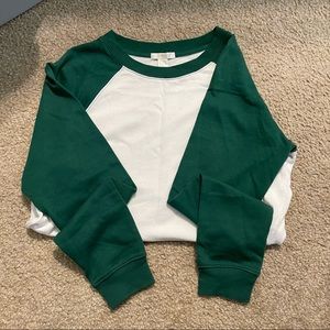 White and green cropped sweater